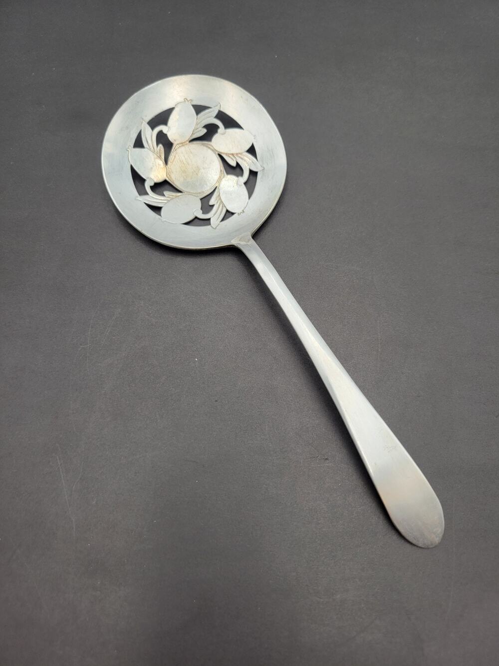 Rogers International Silver Co. TS Round Slotted Serving Spoon Vtg